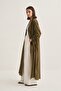 Women's Organic Cotton Drawstring Detailed Abaya Khaki - 4