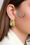 Steel Gold Color Embroidered Square Plate Model Women's Earrings - 2