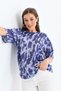 Women's Purple Printed and Woven Label Wide Cut Crew Neck T-Shirt - 2