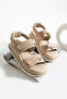Zarie Women's Velcro Genuine Leather Sandals Beige - 3
