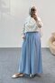 Wide Leg Modal Skirted Trousers with Elastic Waist 8809 - Baby Blue - 3