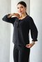 Lupinn Fashion Women's Black Lurex/Stone/Glossy/Sparkle Tie-Up Detail Long Sleeve Blouse – Elegant Design - 4