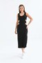 Women's Black Waist Detailed Body Hugging Midi Knitted Dress - 4
