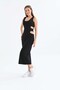 Women's Black Waist Detailed Body Hugging Midi Knitted Dress - 5