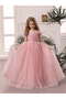 Girls Pink Ruching Detail Mesh Party Dress - 2