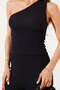 Women's Black Seersucker Bubble Fabric Single Shoulder Crop Blouse and Wide Leg Pants Double Set - 3