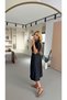 Buttoned Belt Detail Smoked Tencel Denim Dress - 4