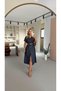 Buttoned Belt Detail Navy Blue Tencel Denim Dress