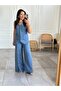 Button Detailed Wide Leg Muslin Trousers - 4