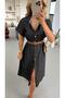 Buttoned Belt Detail Smoked Tencel Denim Dress - 3