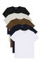 Unisex 5-Pack Black-White-Stone-Navy-Khaki Slim Fit Slim Fit 100% Cotton Crew Neck T-Shirt