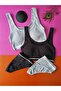 Camisole Fabric 2-Piece Black and Blue&Gray Color Pad Bra Panty Set - 3