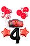 4 Year Old Black Number Balloon Birthday Party Set Cars Lightning Balloon Red Sequin Transparent Balloon
