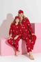 Mother-Daughter -Winter Suede Red Deer Pattern Front Button Pajamas Set