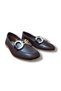 Brown Genuine Skin Leather Gold Buckle Women's Loafer - 5