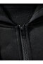 Men's Black Hooded Zip-Up Oversized Brushed Inside Printed Sweatshirt Winter School Cardigan - 5