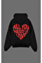 Oversize All You Need Is Love Printed Hooded Sweatshirt