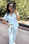 Blue Color 100% Cotton Short Sleeve Shirt Pants Set 1004 - 4