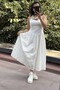 Embroidered Sleeved Middle Length Dress Cr1069 - 5