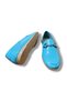 Blue Genuine Leather Women's Loafer with Metal Buckle - 8