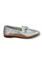 Silver Genuine Skin Leather Metal Buckle Women's Loafer - 2