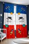 Blue Red Space and Little Astronaut Patterned Children's Baby Room Background Curtain (Single Wing Pricing)