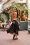 Orange Color V-Neck Gathered Detailed Elastic Waist Blouse - 3
