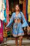 Blue Color Gold Detailed Silk Skirt Blouse Set - 8