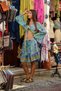 Green Color Gold Detailed Silk Skirt Blouse Set - 3