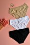 Modal Fabric |   3-Piece Black, White and Tan Extra Piping Bikini Women's Panties 51E05 - 3