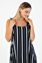 Women's Summer Black and White Striped Strap Long Maxi Dress – Casual and Beach - 3