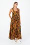 Women S Summer Orange Ethnic Print Long Maxi Dress with Straps – Bohemian and Casual - 2
