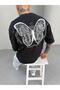 Butterfly Printed Black Oversize T-Shirt - 2