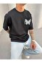 Butterfly Printed Black Oversize T-Shirt