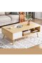 Modern Coffee Table with Drawer & Open Shelf, Side Table for Living Room, 80x40x42cm