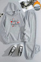 Unisex Better Heart Printed Hooded Gray Tracksuit Set - Winter Embossed Fabric