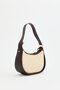Contrast Canvas Shoulder Bag Beige - Brown
