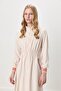 Pocket and Rib Detailed Maxi Dress Beige - 3