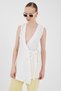 White 100% Cotton Muslin Side Tie Belted Vest 8017A - 2