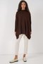 Women's Slit Knitwear Poncho Sweater Brown 1222 - 2
