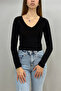 Women's and Collar Long Sleeve Black White Set of 2 Lycra Cotton Bodysuit - 3