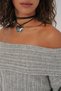 Women's Open Shoulder Oversize Knitwear Sweater Gray 1235 - 5