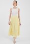 Butter Yellow Linen Look 100% Cotton Layered Long Skirt 4801A - 3