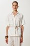 Linen Shirt with Tie Detail Ldp0076 Ecru - 2