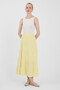 Butter Yellow Linen Look 100% Cotton Layered Long Skirt 4801A - 7