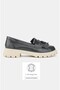 Women's Anthracite Patent Leather Genuine Natural Leather 36-41 Size Tasseled Loafer Shoes