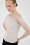 Beige Shoulder Accessory Detailed Half Sleeve Blouse 2490 - 6