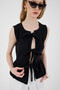 Black 100% Cotton Muslin Ruffle and Tie Detailed Blouse 4827A - 2