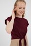 Burgundy Front Tie Detailed Blouse 8071A - 4