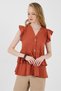Tile V-Neck Button Ruffle Sleeve Blouse 8052A - 6